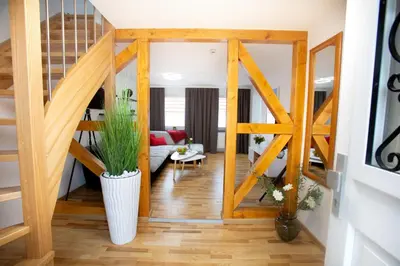 Ein Sitzbereich in der Unterkunft FeWo 02 Maisonette im Carre`Charlott