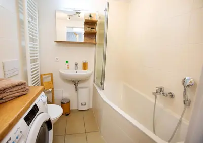 Ein Badezimmer in der Unterkunft FeWo 02 Maisonette im Carre`Charlott