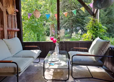 Ein Sitzbereich in der Unterkunft Casa Karp 