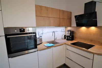Küche/Küchenzeile in der Unterkunft Ferienwohnung zum Bielatal