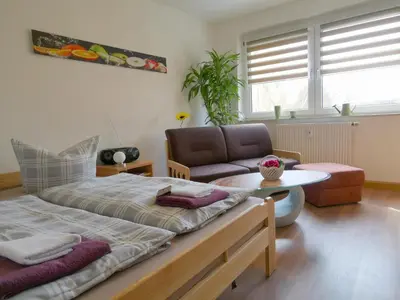 Ein Sitzbereich in der Unterkunft Ferienwohnung Kaltschmidt