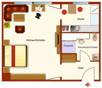 Grundriss der Unterkunft Ferienwohnung Kaltschmidt