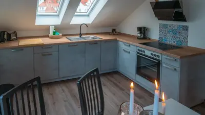 Küche/Küchenzeile in der Unterkunft Appartementhaus- Bredner / Appartement IV