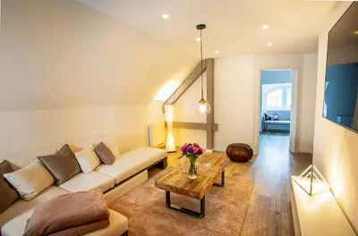 Ein Sitzbereich in der Unterkunft Wohnperle Apartment Adele