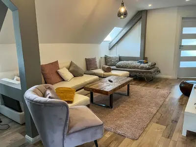 Ein Sitzbereich in der Unterkunft Wohnperle Apartment Adele