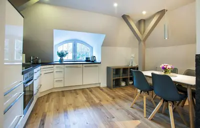 Küche/Küchenzeile in der Unterkunft Wohnperle Apartment Adele