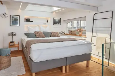 Ein Bett oder Betten in einem Zimmer der Unterkunft Tiny House Loft2d, Terrasse, WIFI, Romantik