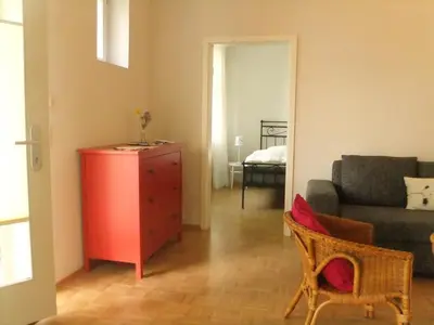 Ein Bett oder Betten in einem Zimmer der Unterkunft Gartenhaus Auguste