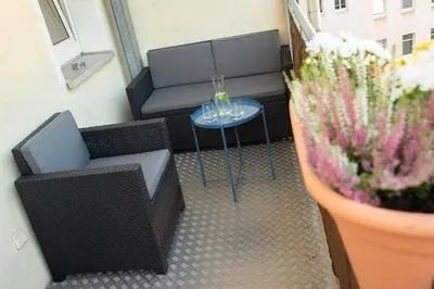 Ein Sitzbereich in der Unterkunft Stilvolles Apartment - Balkon, Netflix, Nespresso, Zentral, Messe