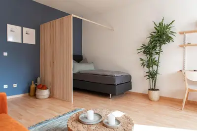 Ein Sitzbereich in der Unterkunft Stilvolles Apartment - Balkon, Netflix, Nespresso, Zentral, Messe
