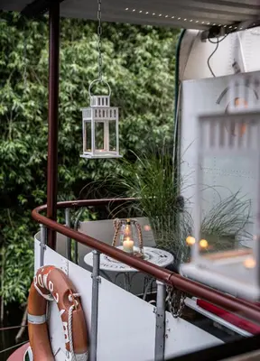Ein Balkon oder eine Terrasse in der Unterkunft Schiffsherberge Pöppelmann