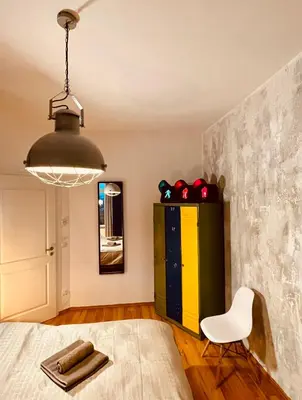 Ein Bett oder Betten in einem Zimmer der Unterkunft Edle Ferienwohnung - Industrial Style