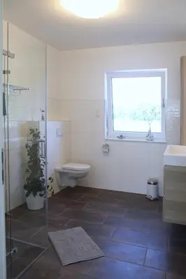 Ein Badezimmer in der Unterkunft Auszeit mit Weitblick in der Sächsischen Schweiz - kleiner Bauernhof mit Tieren und Wallbox