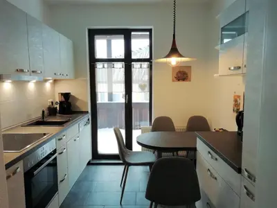 Küche/Küchenzeile in der Unterkunft Ferienwohnung Ahrens