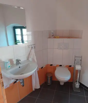Ein Badezimmer in der Unterkunft Ferienhof Herm