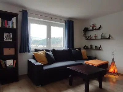 Ein Sitzbereich in der Unterkunft Feriendomizil Am Hochwald