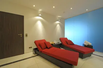 Ein Sitzbereich in der Unterkunft Villa via Lapis - Panoramablick über Dresden - Garten - Pool - Sauna - Luxus