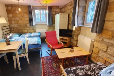 Ein Sitzbereich in der Unterkunft Villa Haniel Apartment Leo