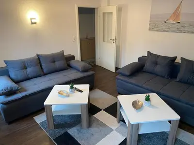 Ein Sitzbereich in der Unterkunft Ferienwohnung Pension Sofia