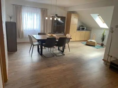 Küche/Küchenzeile in der Unterkunft Ferienwohnung Klitzschen Nähe Torgau