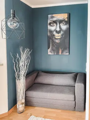Ein Sitzbereich in der Unterkunft Schöne Wohnung, eigene Terrasse, privater Parkplatz, Wi-Fi, Waschmaschine, 3P