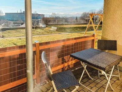 Grundriss der Unterkunft Schöne Wohnung, eigene Terrasse, privater Parkplatz, Wi-Fi, Waschmaschine, 3P