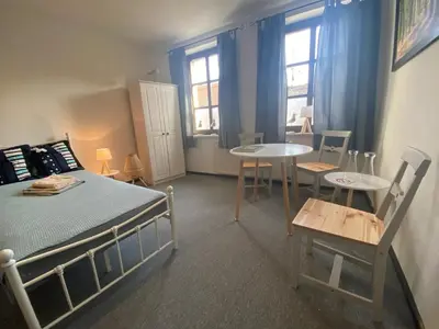 Ein Sitzbereich in der Unterkunft Fewo Sachsenhöhe