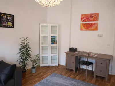 Ein Sitzbereich in der Unterkunft Ferienwohnungen in der Kunstgalerie