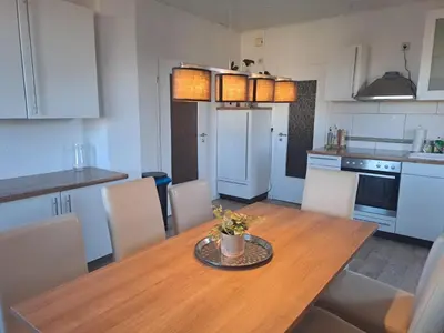 Küche/Küchenzeile in der Unterkunft Ferienwohnung Großdobritz