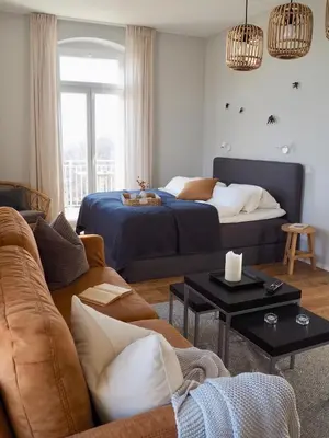 Ein Bett oder Betten in einem Zimmer der Unterkunft Wohlfühl-Apartment am Lösnitzgrund