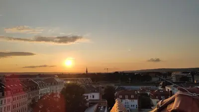 Blick auf den Sonnenuntergang/Sonnenaufgang von der Ferienwohnung aus oder aus der Nähe