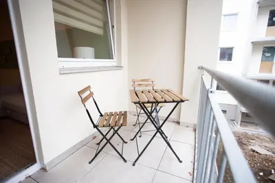 Ein Balkon oder eine Terrasse in der Unterkunft FullHouse - Chemnitz - R11 Apartments - Marketplace