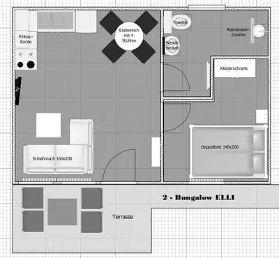Grundriss der Unterkunft Bungalow Grünewalder Lauch