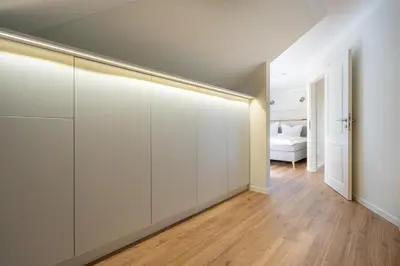Ein Bett oder Betten in einem Zimmer der Unterkunft Burghof Apartments Hoyerswerda
