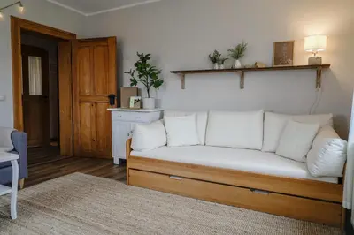 Ein Sitzbereich in der Unterkunft Urlaubsfreude Biedermann Haus GlücksStein Sandstein