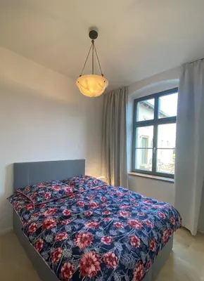 Ein Bett oder Betten in einem Zimmer der Unterkunft Altes Pfarrhaus Kurort Gohrisch - Ferienwohnungen - Gartensauna - Parkplätze