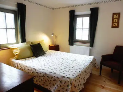Ein Bett oder Betten in einem Zimmer der Unterkunft Biohof Buschmühle