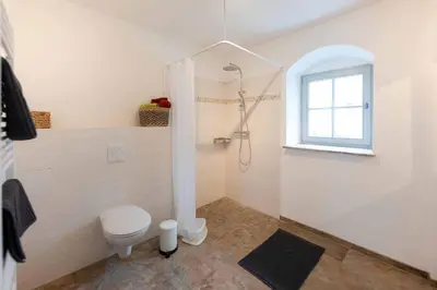 Ein Badezimmer in der Unterkunft Biohof Buschmühle