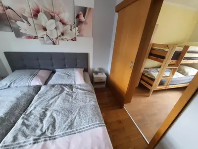Ein Bett oder Betten in einem Zimmer der Unterkunft Ferienhaus Am Pilgerweg