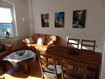 Ein Sitzbereich in der Unterkunft Ferienwohnung Figaro