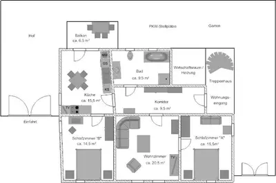 Grundriss der Unterkunft Ferienwohnung Lilienstein