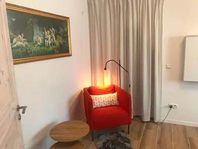 Ein Sitzbereich in der Unterkunft Alte Post Altwahnsdorf