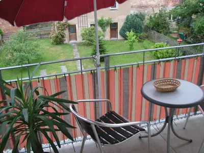 Ein Balkon oder eine Terrasse in der Unterkunft Ferienwohnung Zirkelstein
