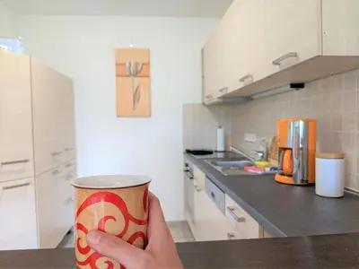Küche/Küchenzeile in der Unterkunft W5 - Urlaubsmagie - Wohnung mit Grill, Terrasse & Pool