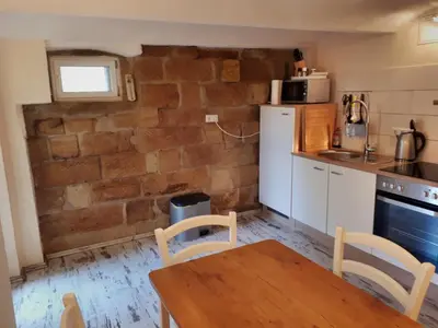 Küche/Küchenzeile in der Unterkunft FeWo Dorn EG Haus Sandsteinliebe
