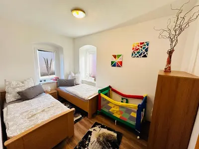 Ein Bett oder Betten in einem Zimmer der Unterkunft Gemütliche Wohnung in Grünhainichen Erzgebirge