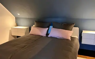Ein Bett oder Betten in einem Zimmer der Unterkunft Luxus Ferienhaus Erzgebirge in Alleinlage