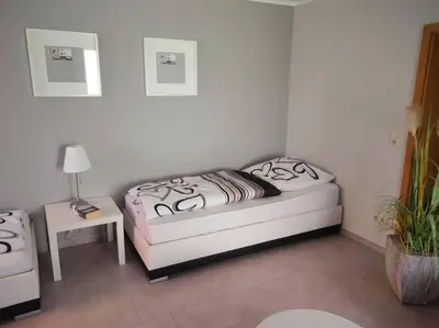 Ein Bett oder Betten in einem Zimmer der Unterkunft Ferienwohnung in Leckwitz bei Nünchritz Wacker, Elbradweg