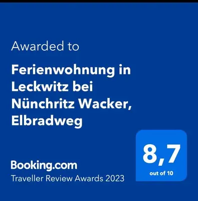 Ein Zertifikat, Auszeichnung, Logo oder anderes Dokument, das in der Unterkunft Ferienwohnung in Leckwitz bei Nünchritz Wacker, Elbradweg ausgestellt ist