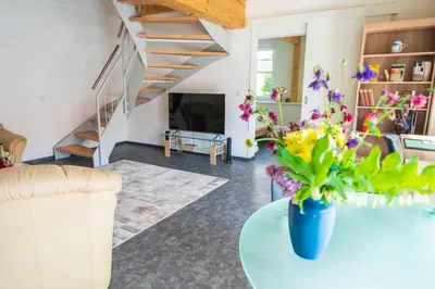 TV/Unterhaltungsangebot in der Unterkunft Ferienhaus Teichblick und Turmblick, mit Kultur in Großzschepa, Nähe Leipzig